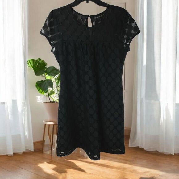 INC INTERNATIONAL CONCEPTS Sheer Polka-Dot Black Mini Dress - Picture 3 of 8
